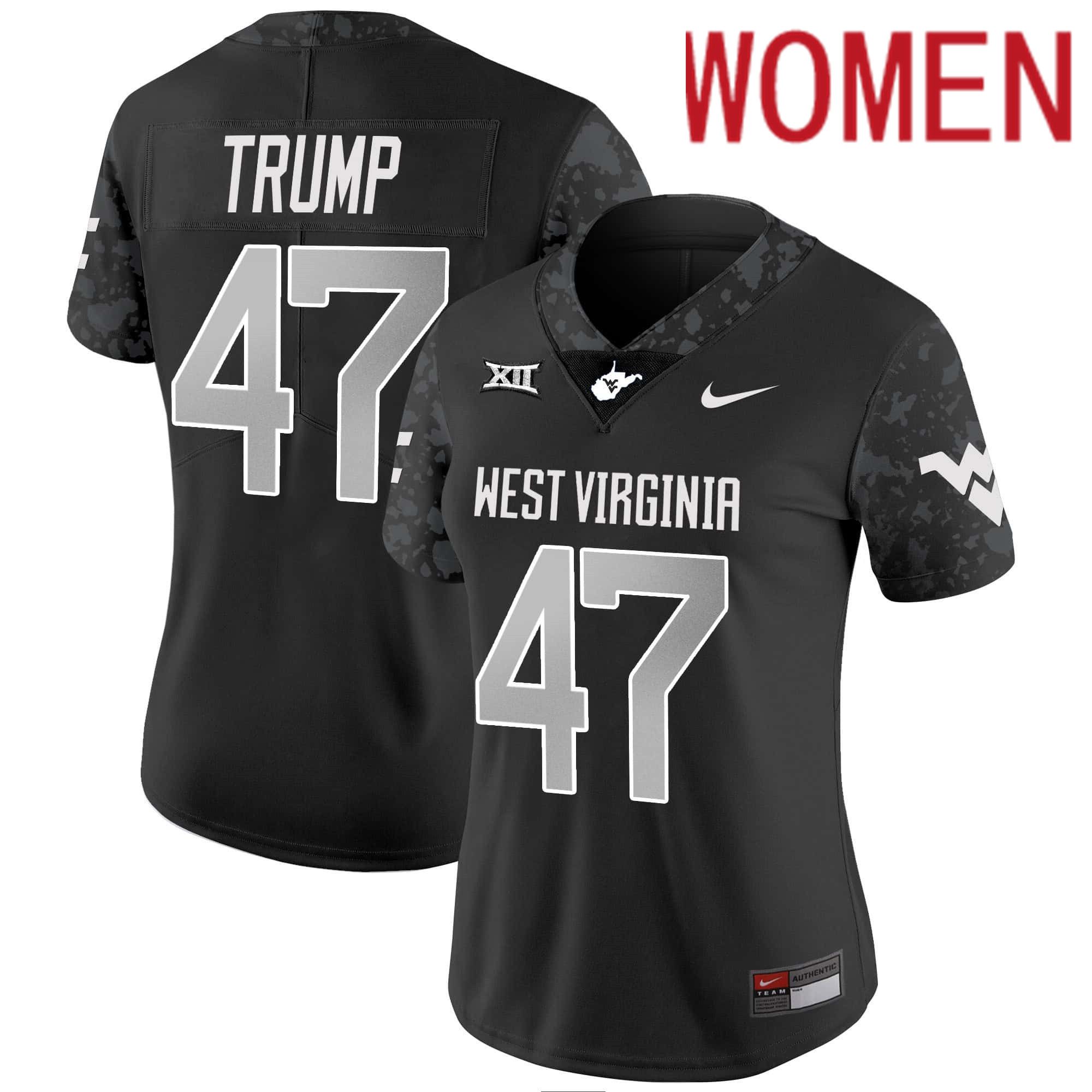 Women West Virginia Mountaineers #47 Trump Black 2024 Nike Vapor Limited NCAA Jersey->customized nfl jersey->Custom Jersey